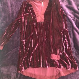 Free People: Maroon crushed velvet tunic dress